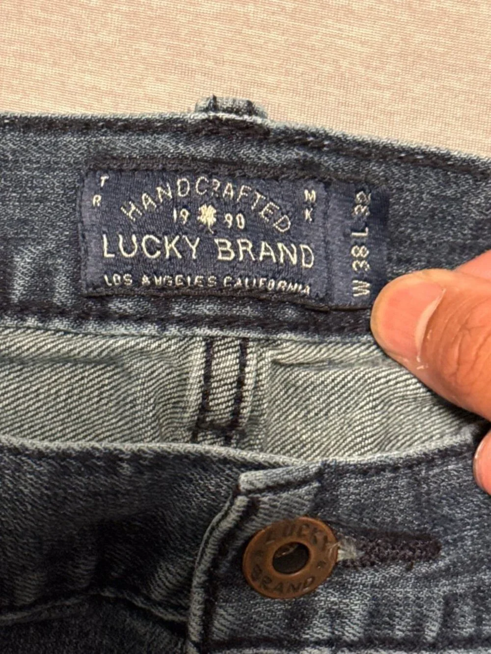 Lucky Brand 221 Original Straight Leg Denim Jeans Mens W38 L32 Dark Wash Zip Fly
